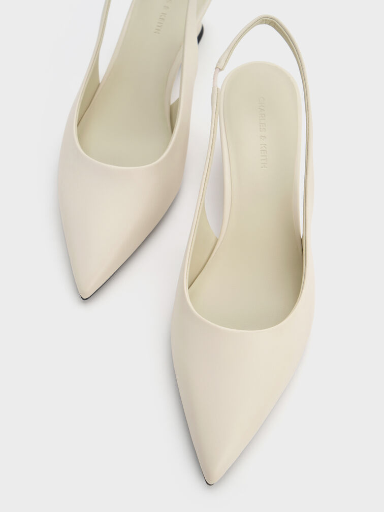 Sculptural-Heel Slingback Wedges, Chalk, hi-res