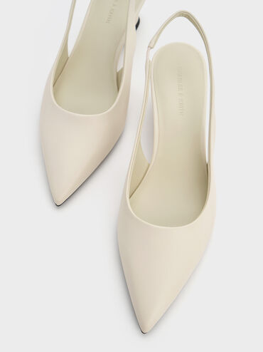 Sculptural-Heel Slingback Wedges, Chalk, hi-res