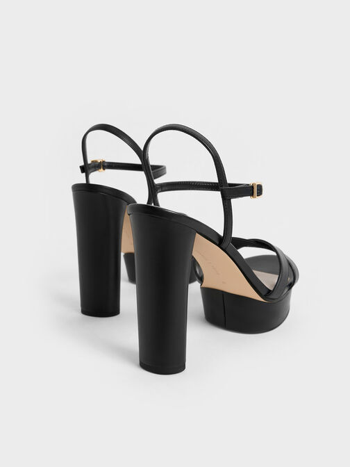 Faye Crossover Platform Heeled Sandals, Black, hi-res