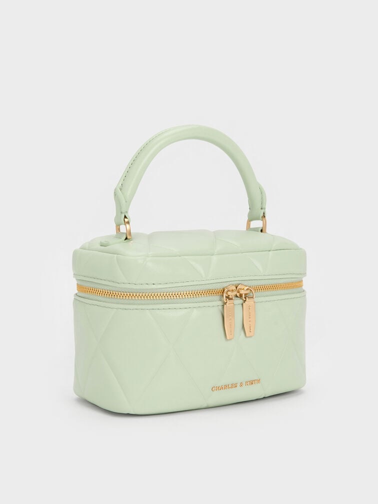 Arwen Quilted Top Handle Vanity Bag, Mint Green, hi-res