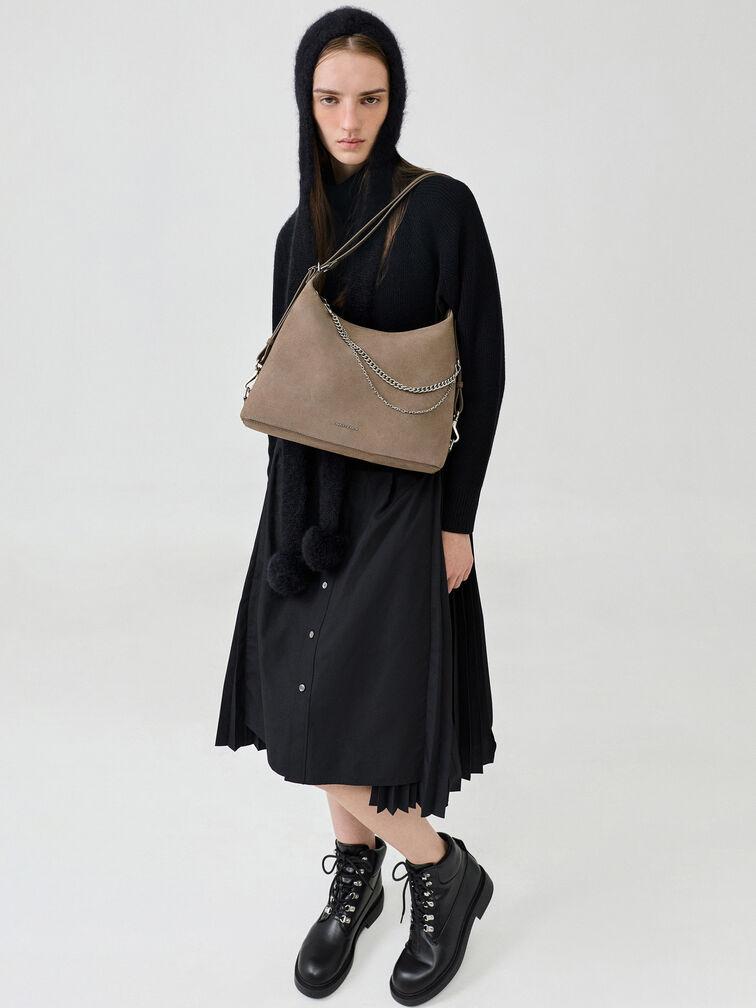 Atwood Chain Convertible Hobo Bag, Stone Grey, hi-res