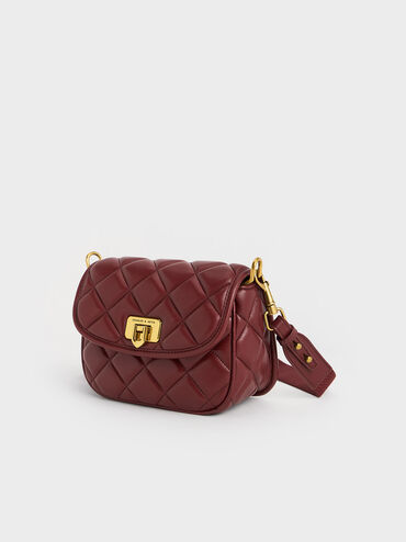 Cressida Quilted Crossbody Bag, Burgundy, hi-res