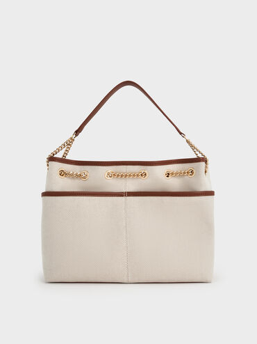 Addison Canvas Knotted-Rope Tote Bag, Taupe Canvas, hi-res