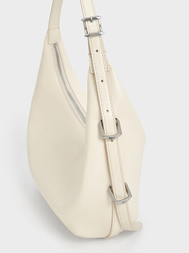 Bryna Curved Hobo Bag, Cream, hi-res