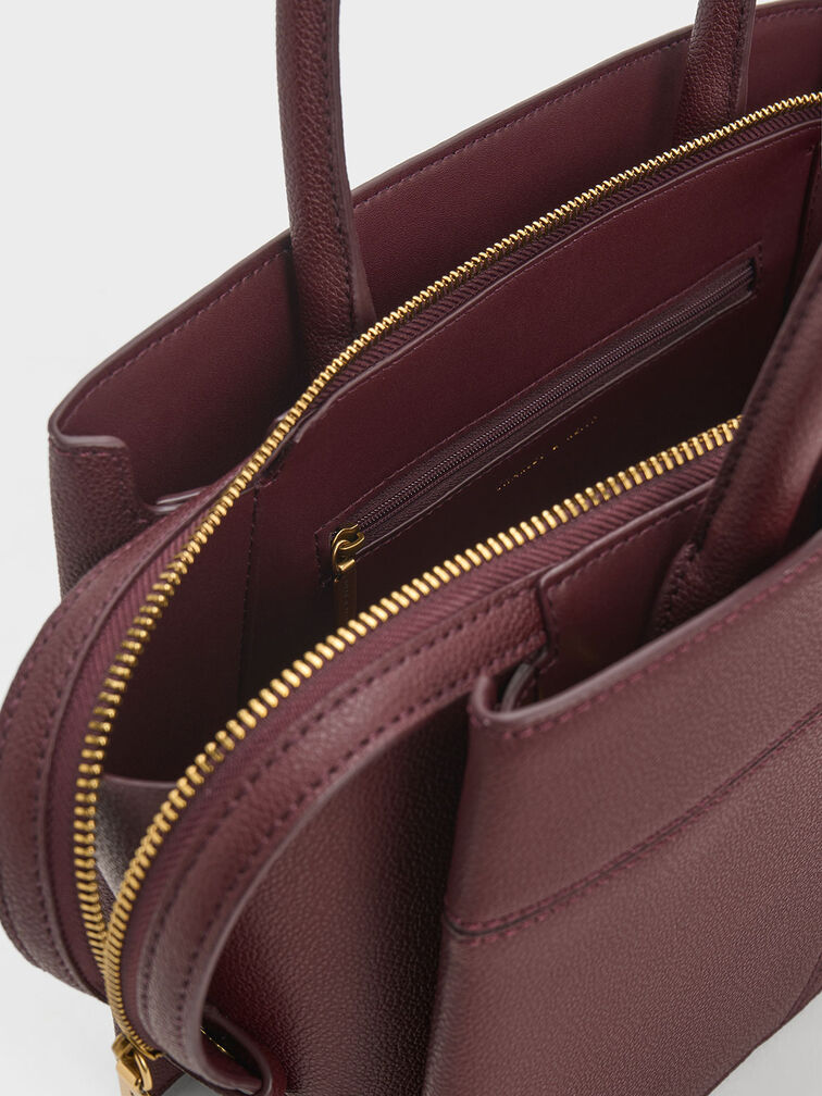 Anwen Trapeze Top Handle Bag, Burgundy, hi-res