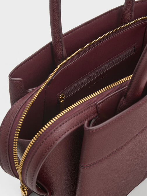 Anwen Trapeze Top Handle Bag, Burgundy, hi-res