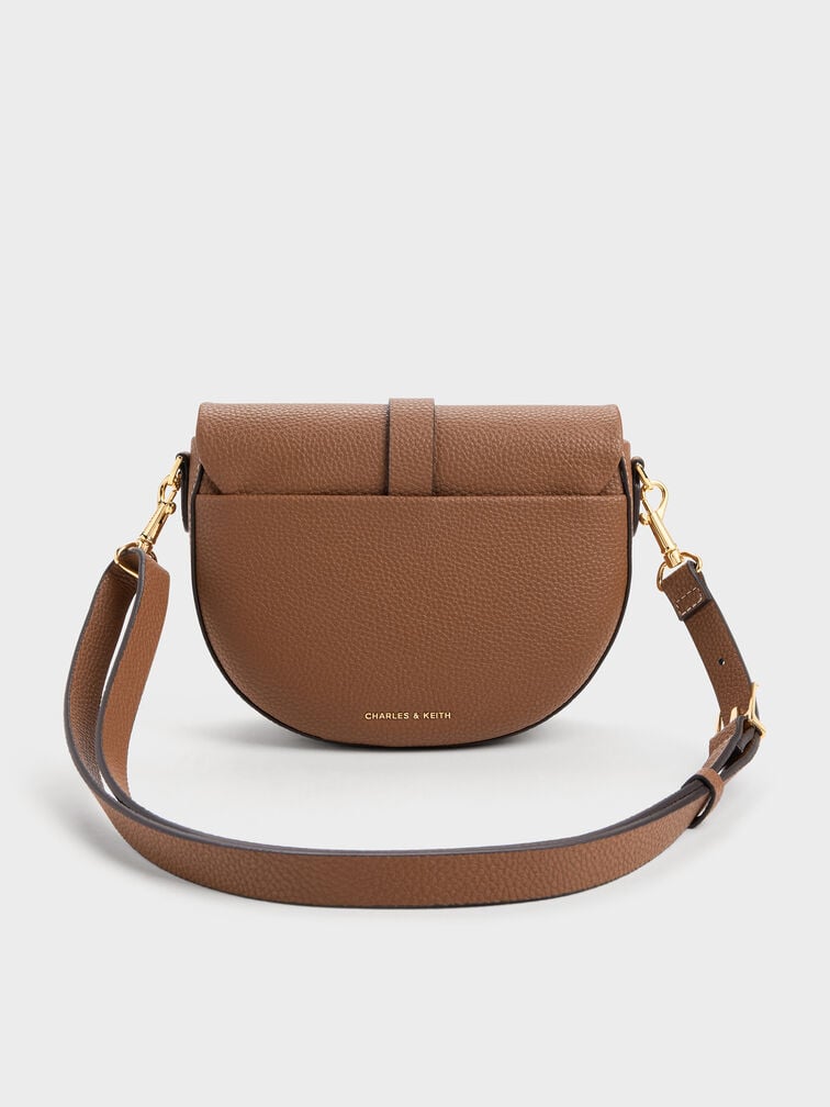 Beryl Belted Saddle Bag, Chocolate, hi-res