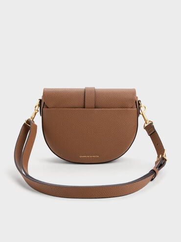 Beryl Belted Saddle Bag, Chocolate, hi-res