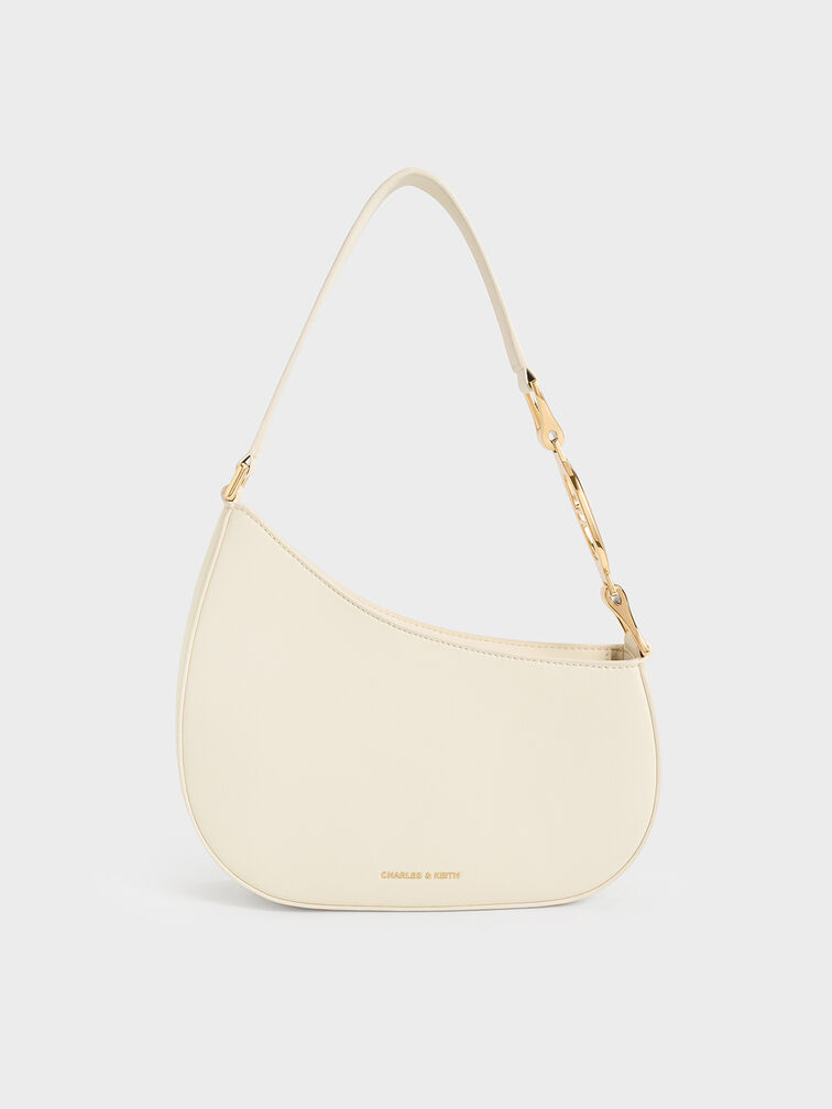 Asymmetrical Shoulder Bag, Cream, hi-res
