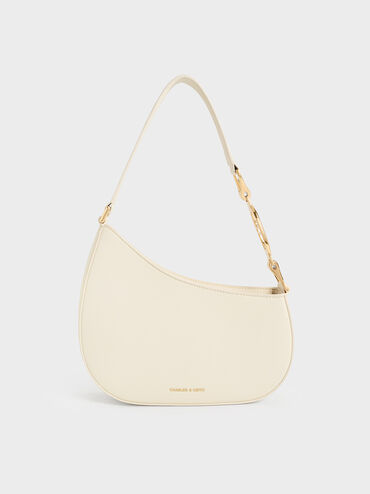 Asymmetrical Shoulder Bag, Cream, hi-res