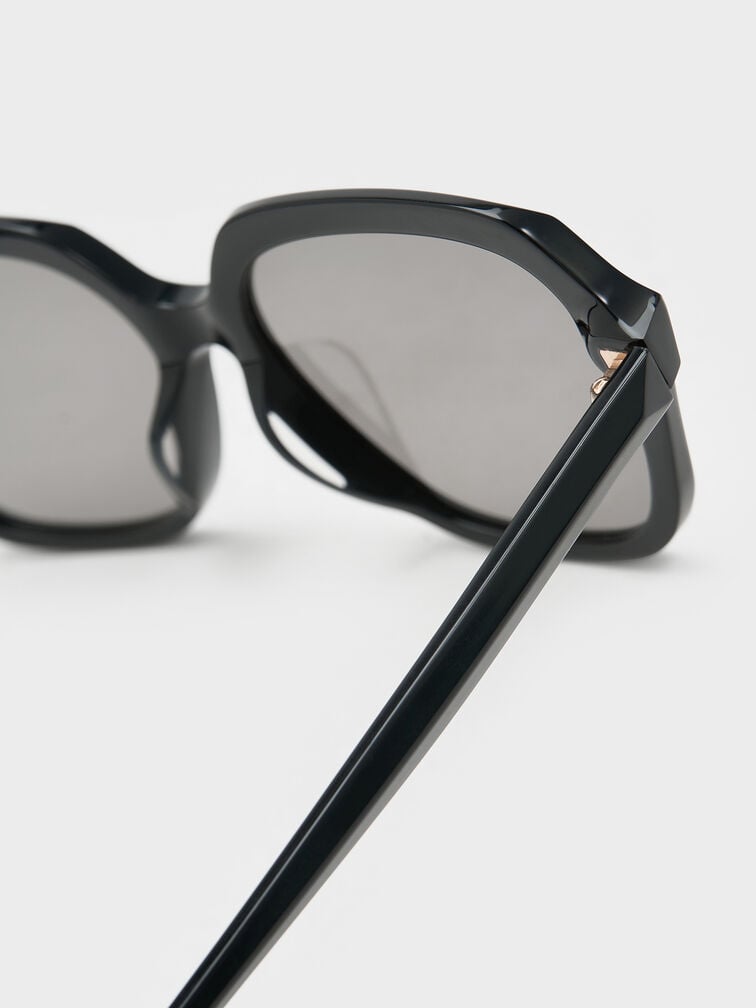 Izara Recycled Acetate Butterfly Sunglasses, Black, hi-res