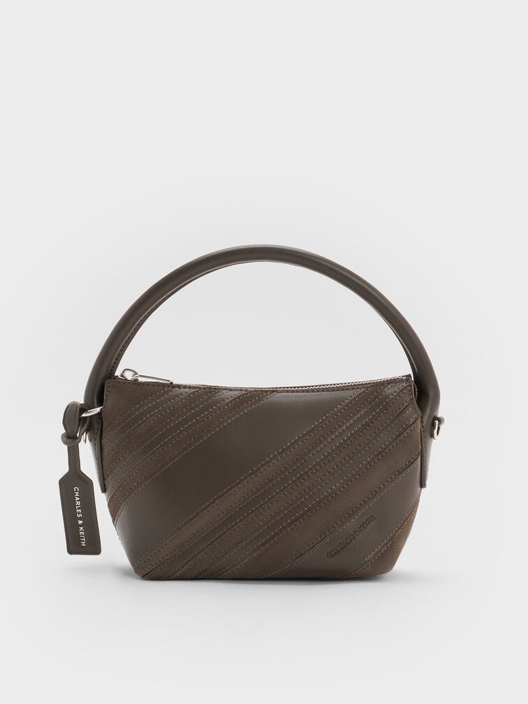 Zeya Recycled Suede Top Handle Bag, Dark Moss, hi-res
