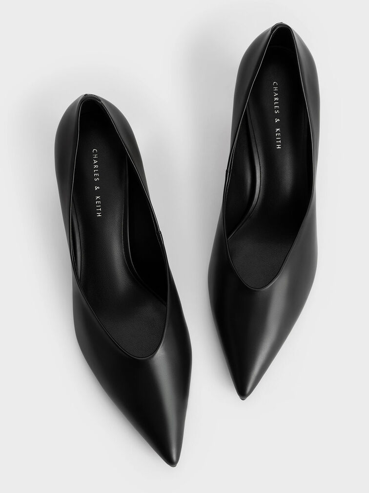 Metallic Blade Heel Pumps, Black, hi-res