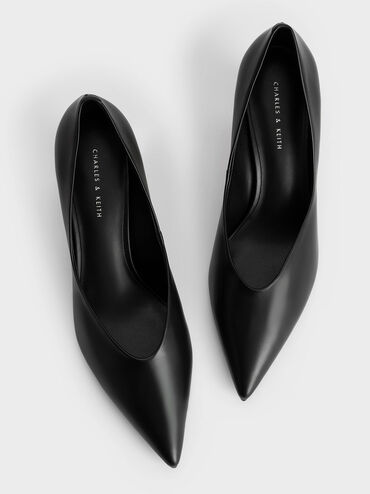 Metallic Blade Heel Pumps, Black, hi-res
