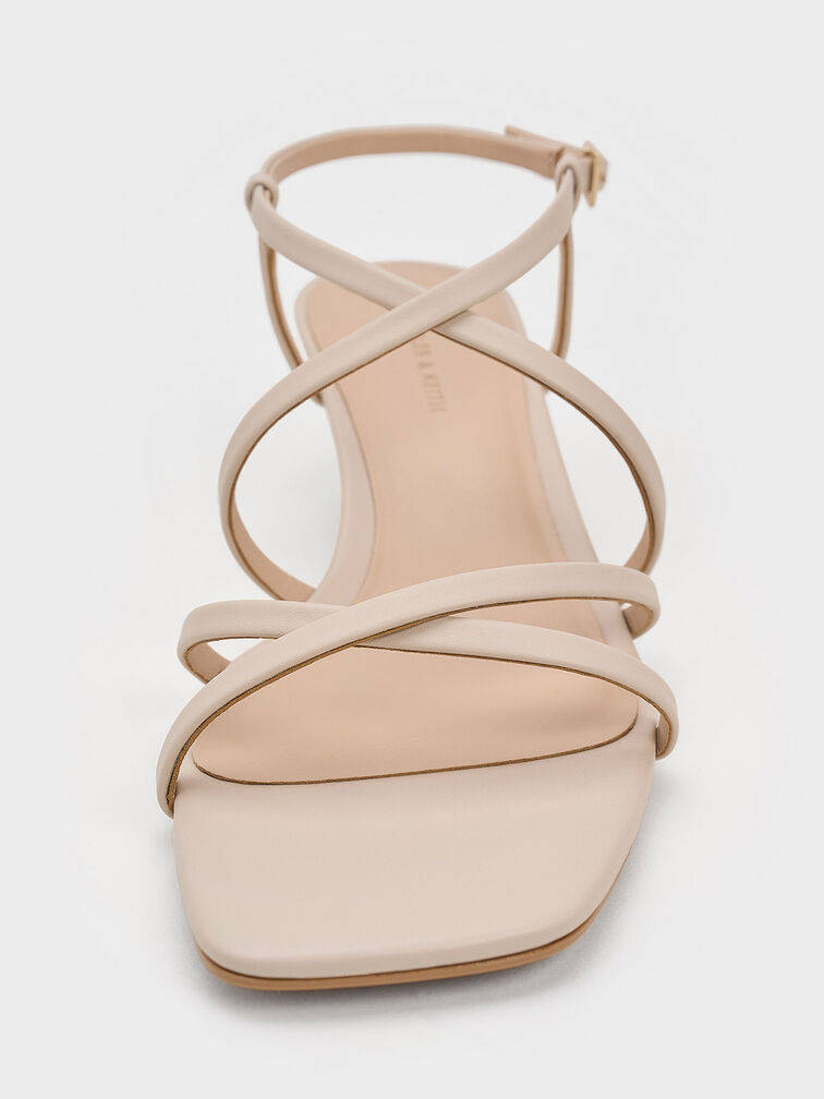 Patent Strappy Wedge Sandals, Cream, hi-res
