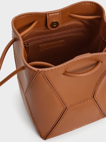 Nasrin Panelled Bucket Bag, Chocolate, hi-res