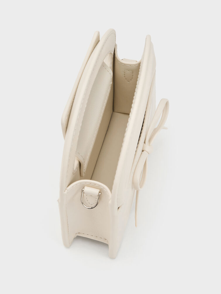 Reese Bow Top Handle Wristlet, Cream, hi-res