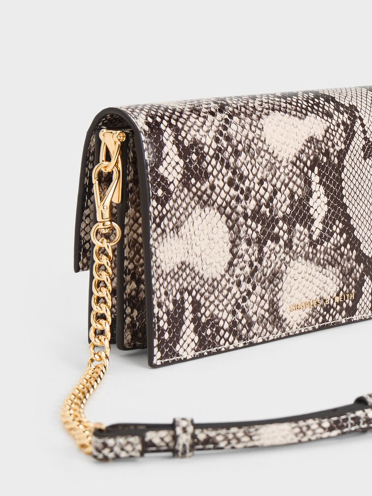 Tallulah Snake-Print Push-Lock Wallet, Ivory, hi-res