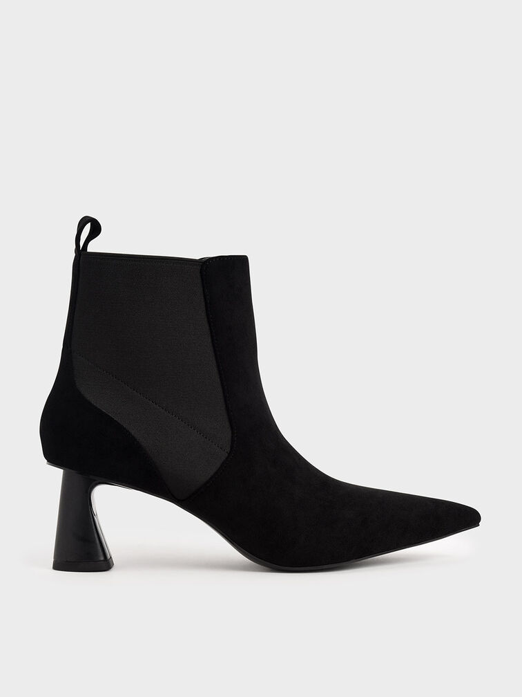 Textured Spool Heel Ankle Boots, Black, hi-res
