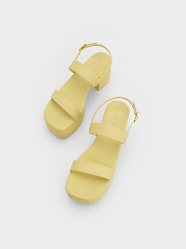 Double Strap Platform Slingback Sandals, Lime, hi-res