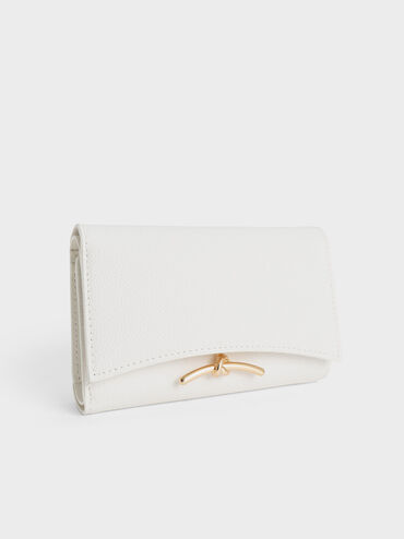 Huxley Metallic Accent Front Flap Wallet, White, hi-res