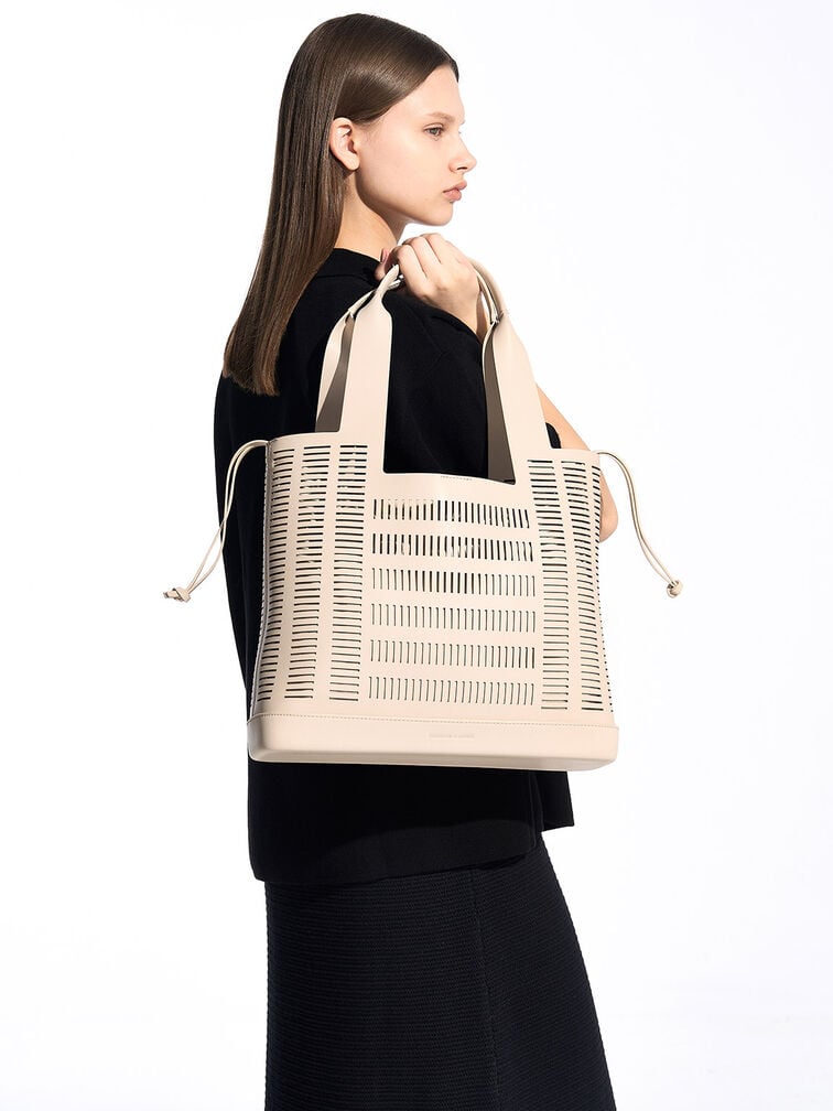 Delphi Cut-Out Tote Bag, Oat, hi-res