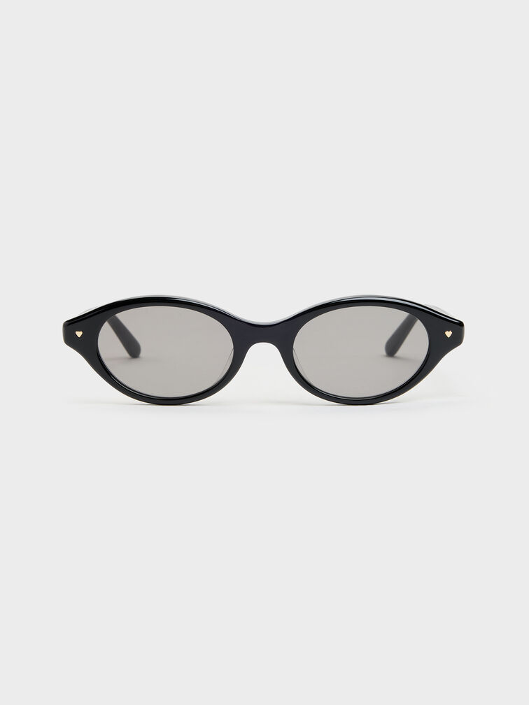 Pecola Oval Sunglasses, Black, hi-res
