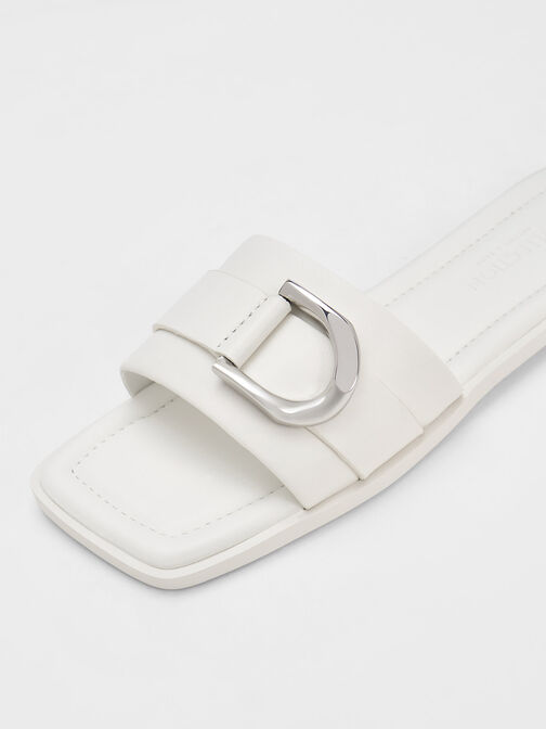 Gabine Crochet Slide Sandals, White, hi-res