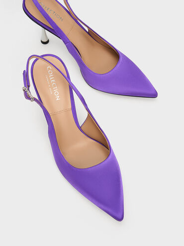 Demi Recycled Polyester Slingback Pumps, Purple, hi-res