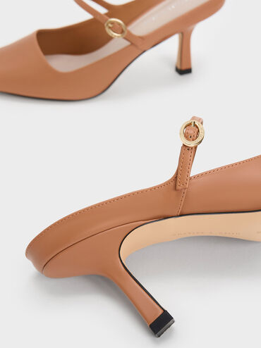 Roxane Mary Jane Heeled Mules, Caramel, hi-res