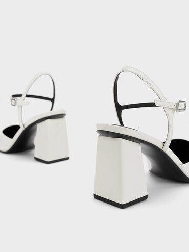 Tapered Block Heel Pumps, White, hi-res