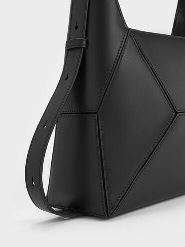 Nasrin Geometric Hobo Bag, Noir, hi-res