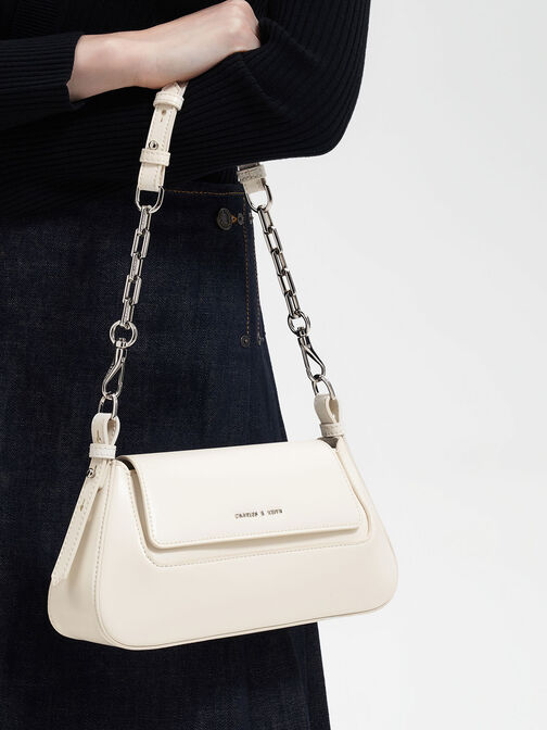 Olivia Trapeze Shoulder Bag, Cream, hi-res