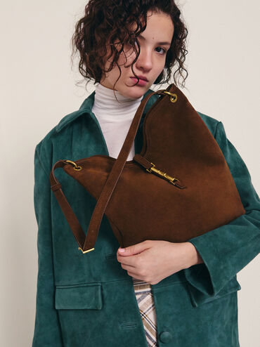 Cesia Metallic-Accent Tote Bag, Pecan Brown, hi-res