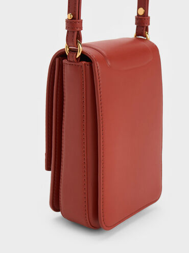 Kalinda Metallic Accent Phone Pouch, Brick, hi-res