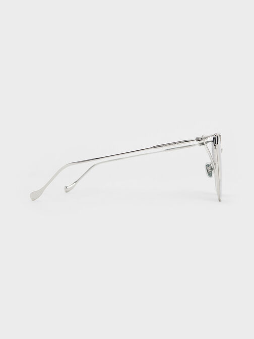 Shea Metallic-Rim Square Sunglasses, Silver, hi-res