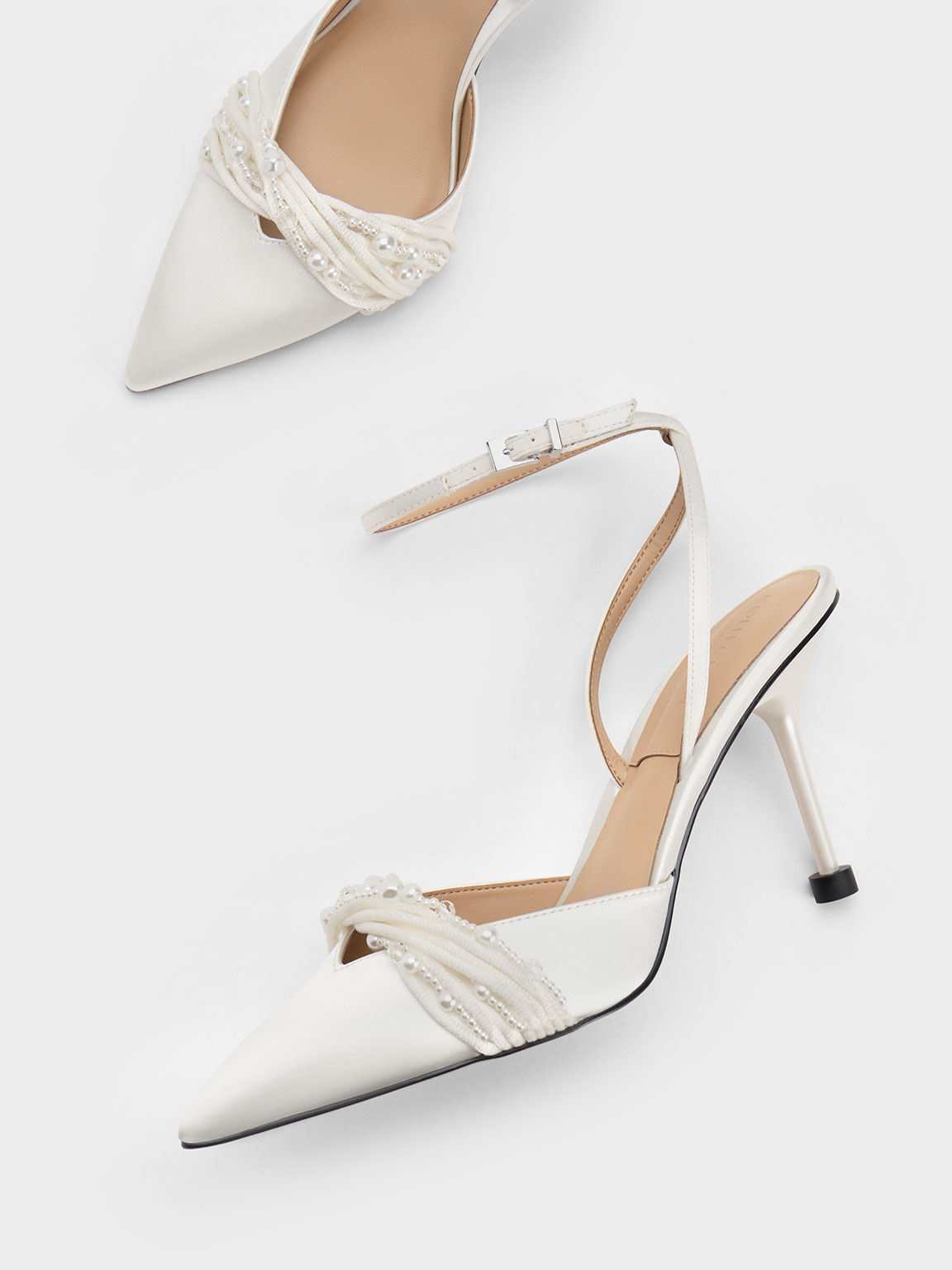 White high heels with ankle strap store