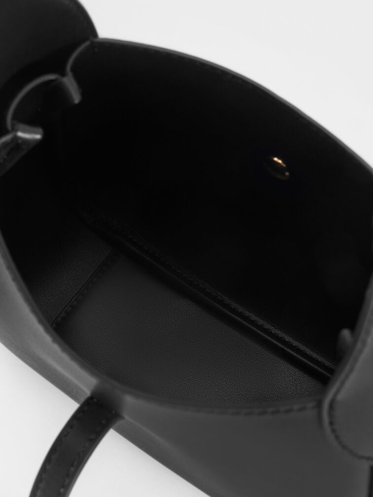 Mini Adalyn Metallic-Buckle Belted Hobo Bag, Black, hi-res