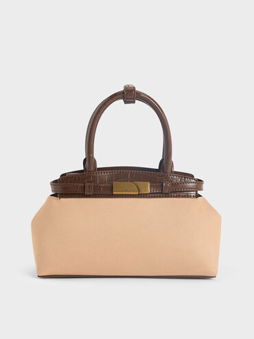 Aurelia Croc-Effect & Faux Suede Metallic-Accent Elongated Tote, Multi, hi-res