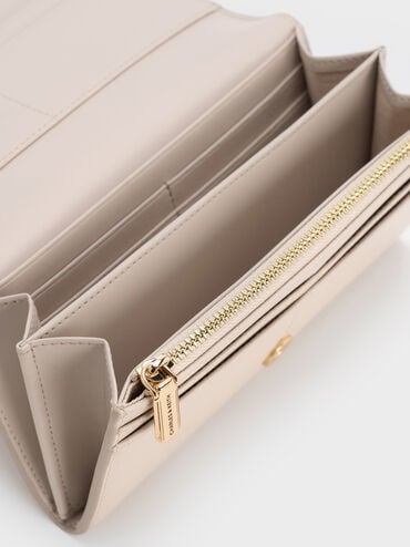 Briony Curved Flap Long Wallet, Oat, hi-res