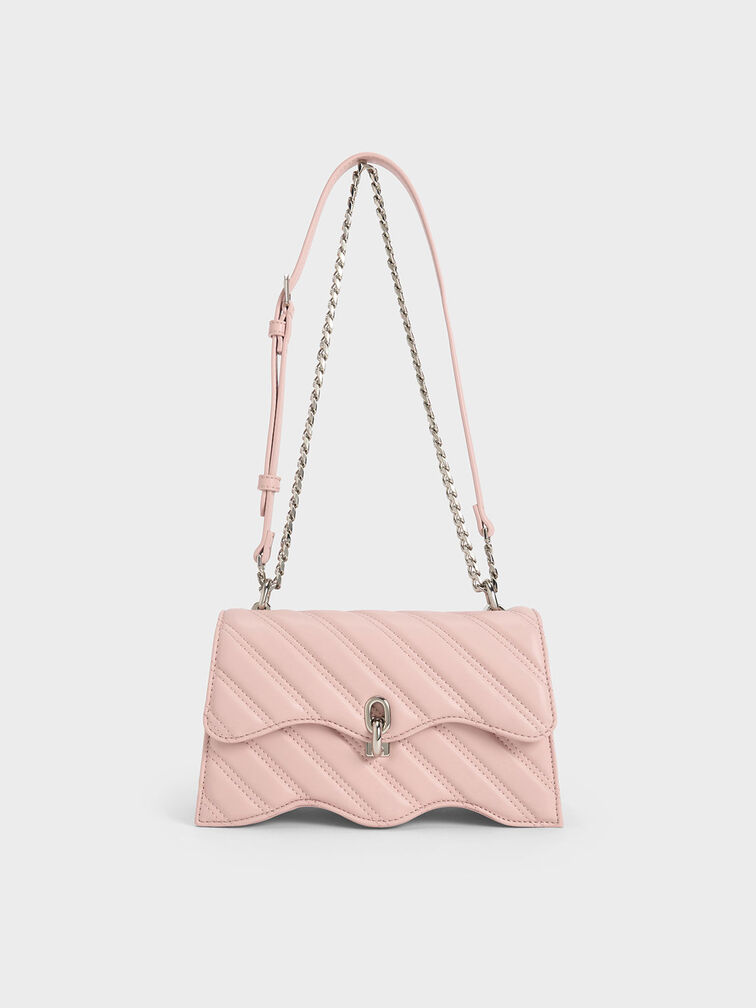 Freja Wavy Trapeze Crossbody Bag, Light Pink, hi-res
