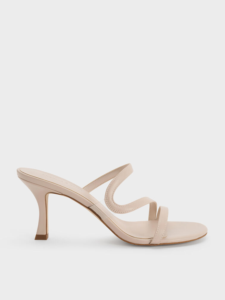 Arden Wavy Heeled Mules, Light Pink, hi-res