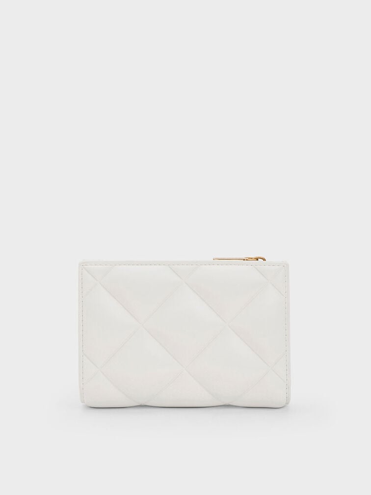 Gemma Quilted Card Holder, White, hi-res