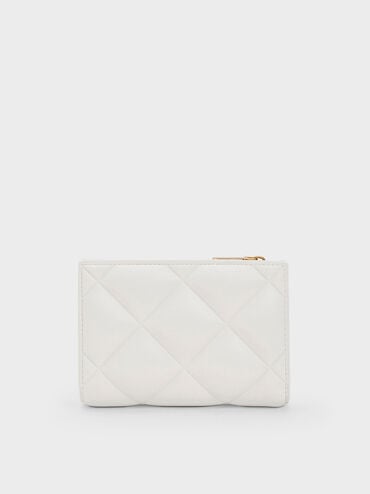 Gemma Quilted Card Holder, White, hi-res