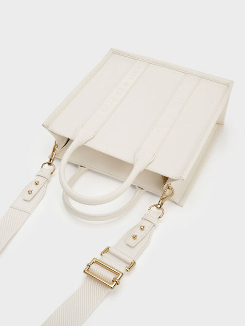 Clover Trapeze Tote Bag, Cream, hi-res