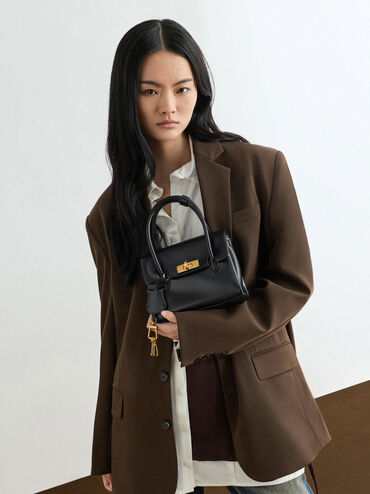 Mini Kerry Turn-Lock Tote Bag, Black, hi-res