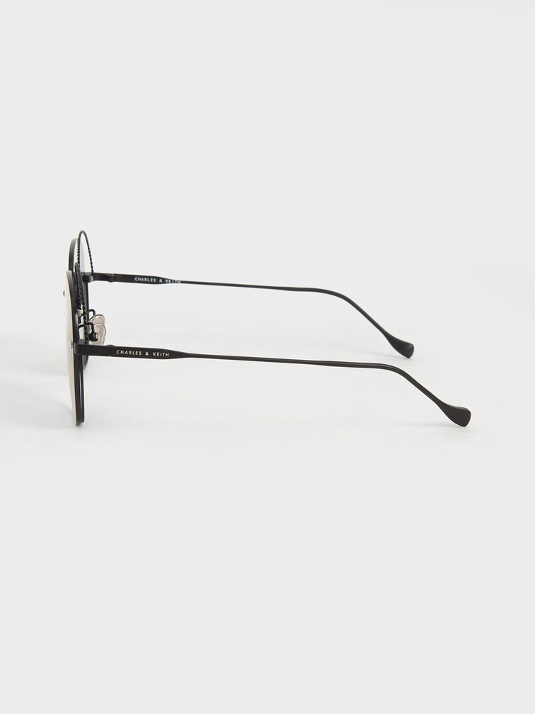 Multi-Tinted Cut-Out Butterfly Sunglasses, Matte Black, hi-res