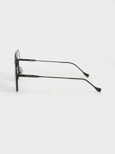 Multi-Tinted Cut-Out Butterfly Sunglasses, Matte Black, hi-res