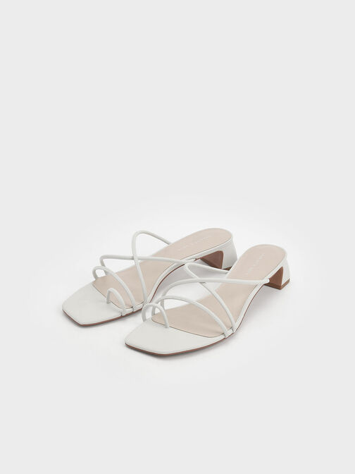 Meadow Strappy Toe Ring Sandals, White, hi-res