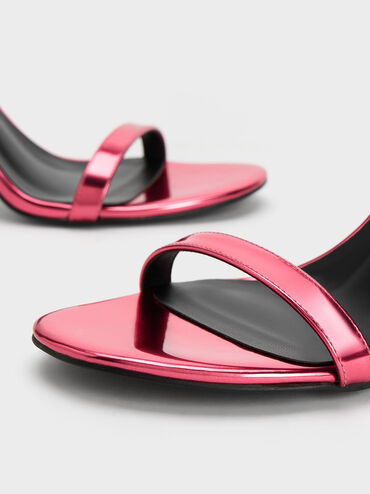 Metallic Slant-Heel Ankle-Strap Sandals, Fuchsia, hi-res